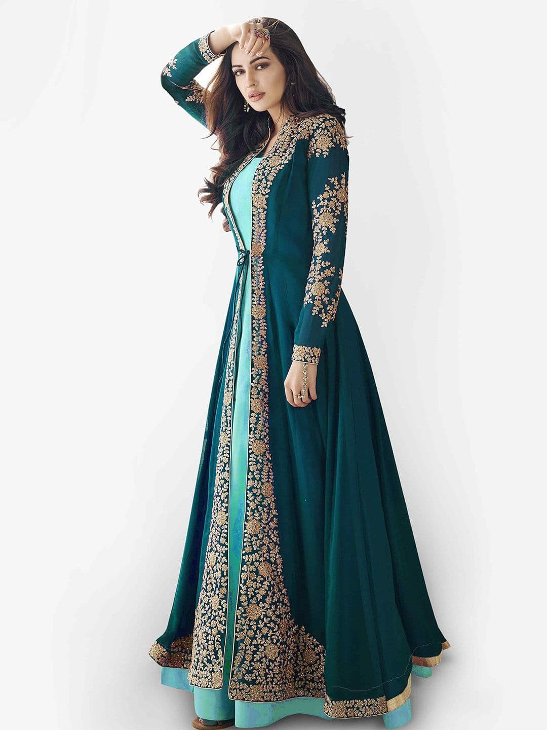Embroidered Semi-Stitched Dress Material view 3