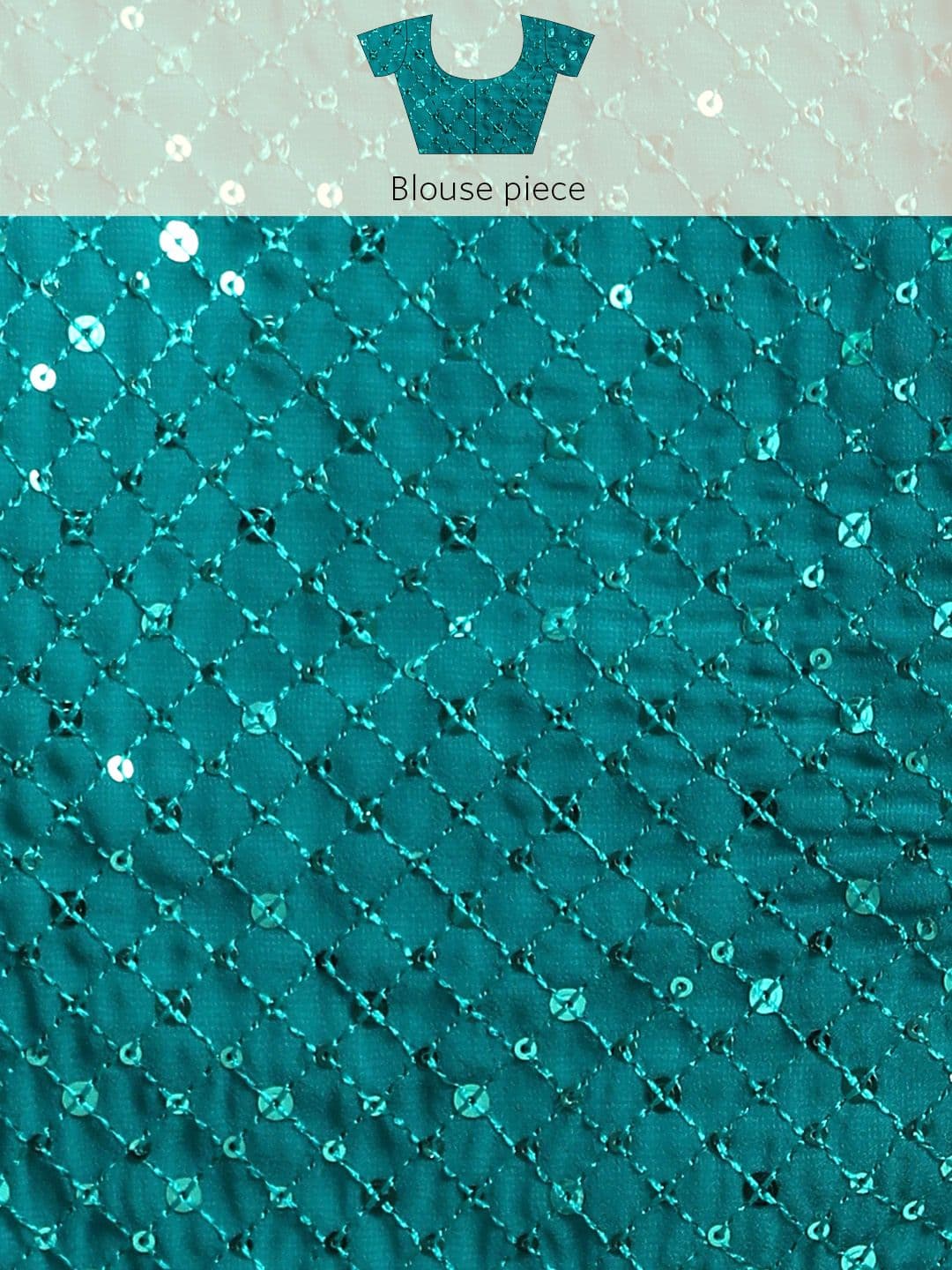 Embellished Sequinned Saree Turquoise Blue view 8