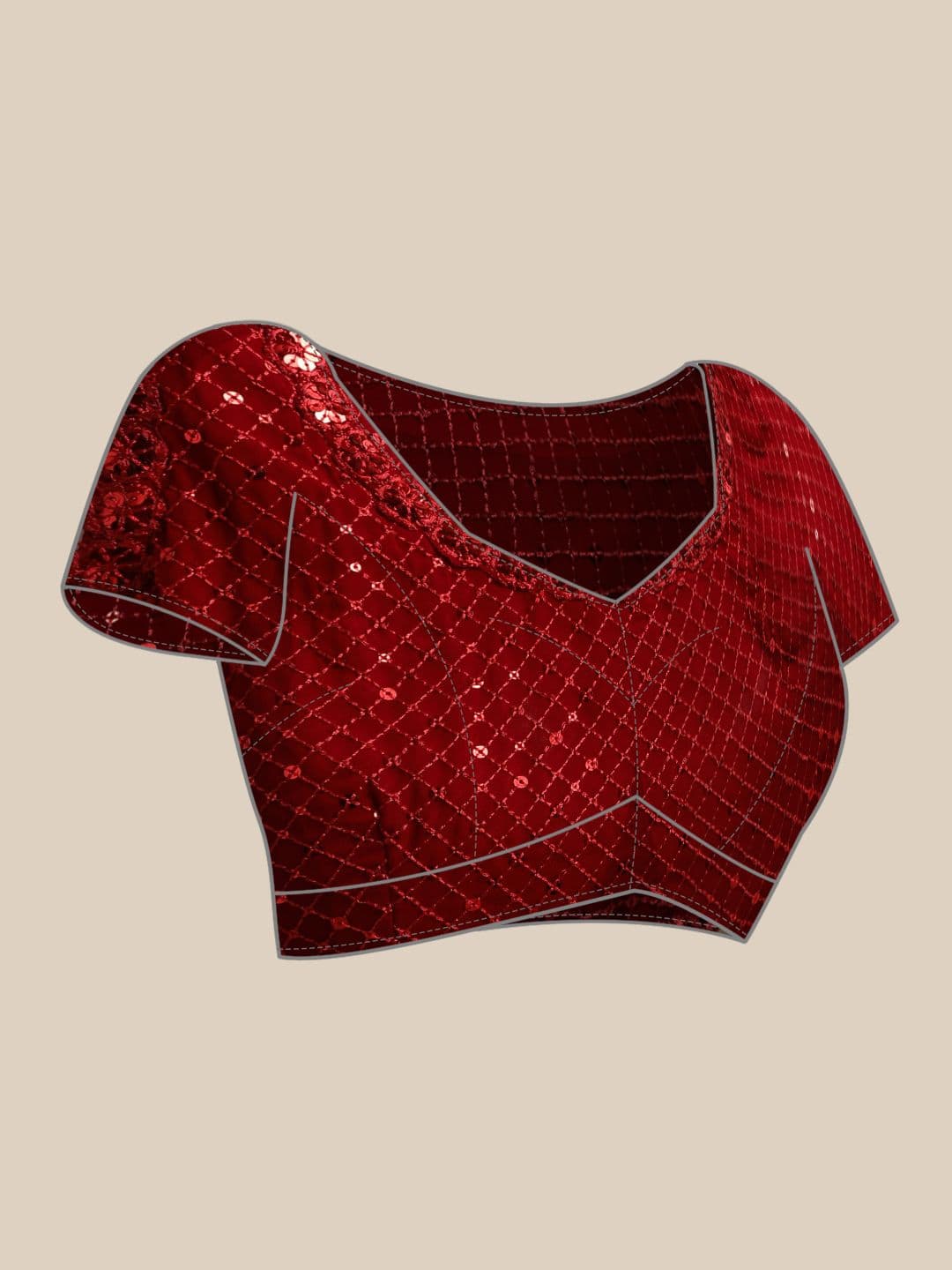 Embellished Sequinned Saree Red view 7