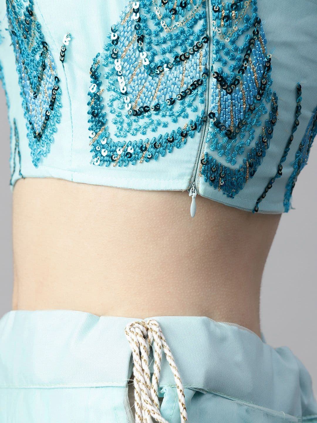 Embellished Sequinned Unstitched Lehenga & Blouse With view 10