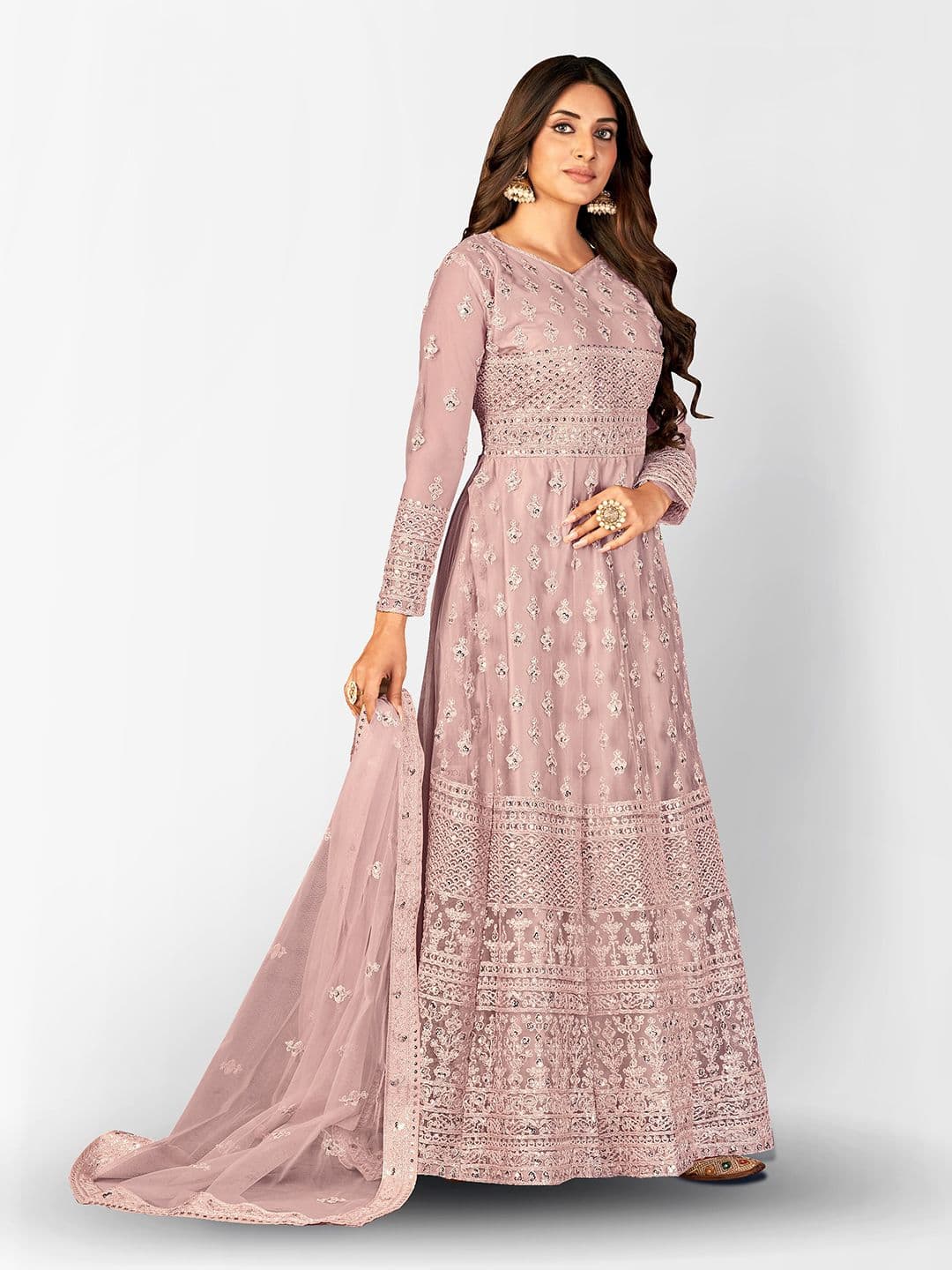 Embroidered Semi-Stitched Dress Material view 3
