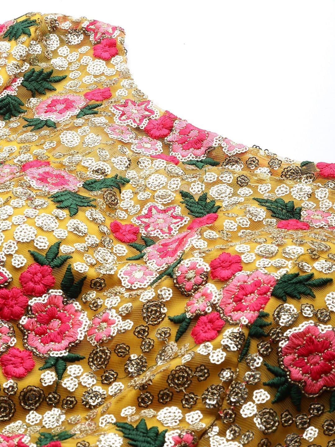 Embroidered Semi-Stitched Lehenga Choli With Dupatta – Yellow view 2