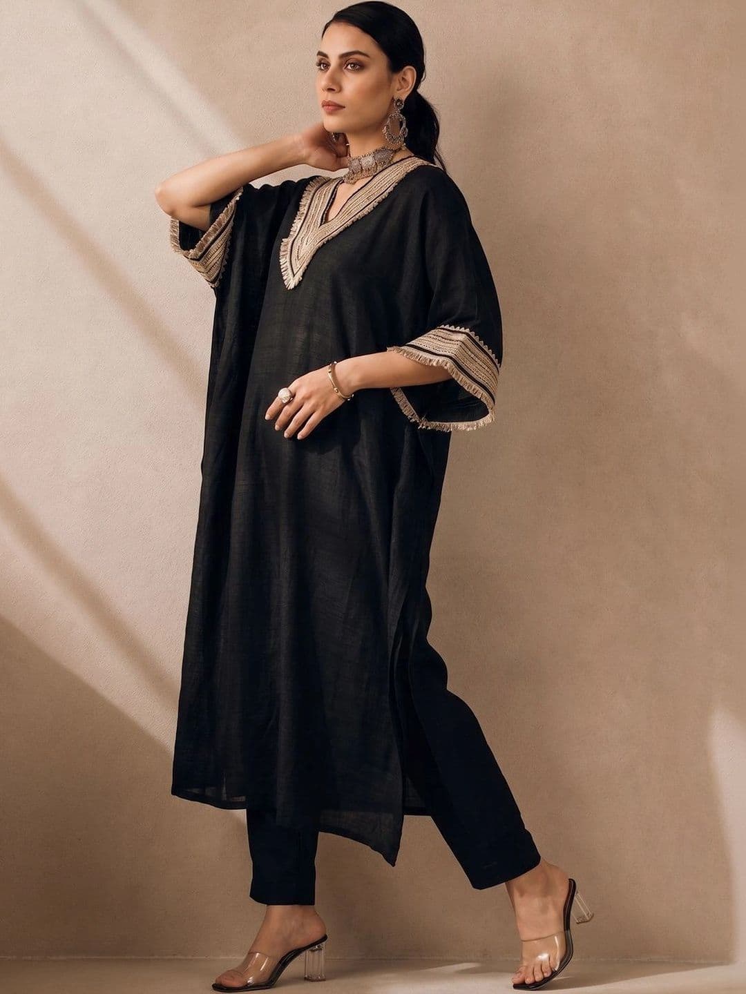 Women Ethnic Motifs Yoke Design Regular Kurta with Trousers view 5