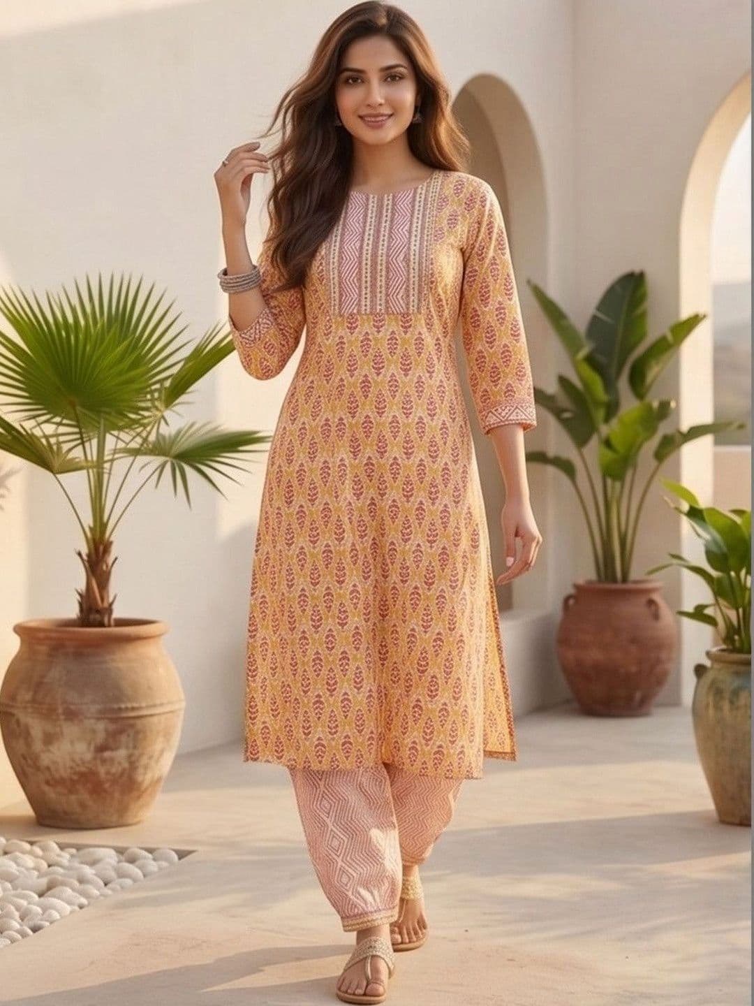 Women Ethnic Motifs Printed Regular Kurta with Patiala & With Dupatta view 3